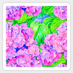 Hydrangea flowers and leaves watercolor Sticker